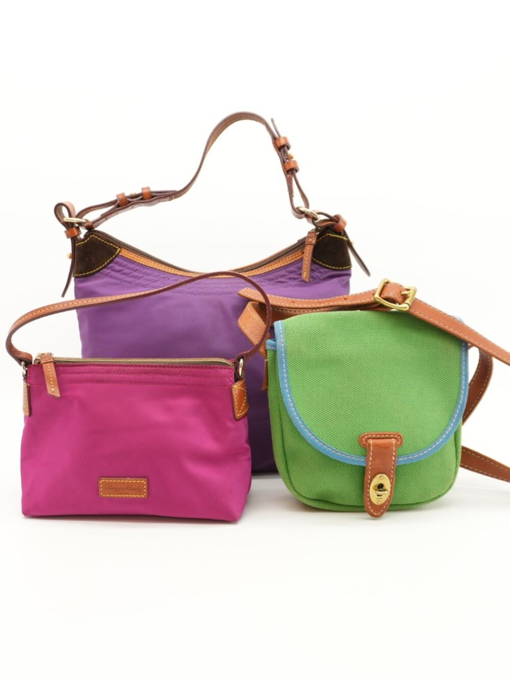 Dooney & Bourke Purple Canvas And Leather Colorful Shoulder Bag Tote - Picture 15 of 16